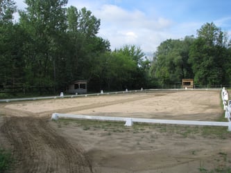 Dressage ring with judging booths - alternate angle
