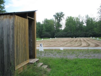 Dressage ring with judging booth - reverse angle